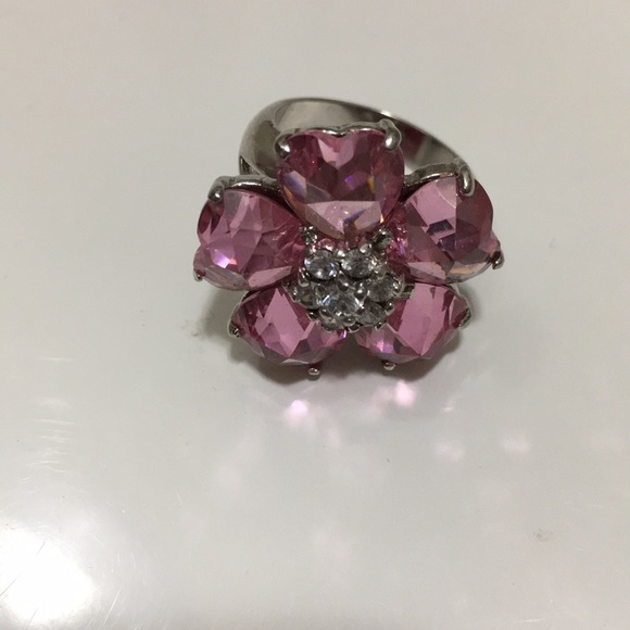 Blush jeweled flower sterling silver ring - Picture 3 of 5